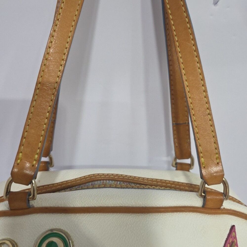 Vintage Dooney & Bourke x Lindsay Lohan White Y2K Shoulder Charm Bag Rare! - Picture 7 of 16